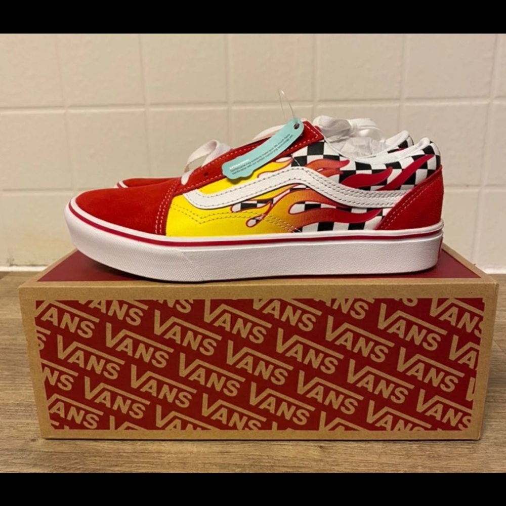 Vans Old Skool Flame Checkerboard Skate Shoes